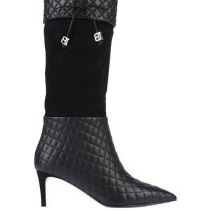 BALMAIN Pointed Quilted Leather Calf Boot 36 (JB26